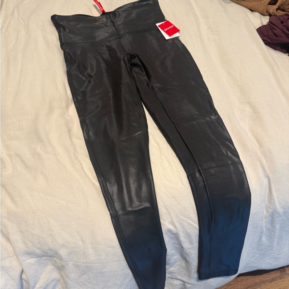 SPANX Black Faux Leather Pants